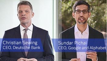 Christian Sewing and Sundar Pichai on the cloud